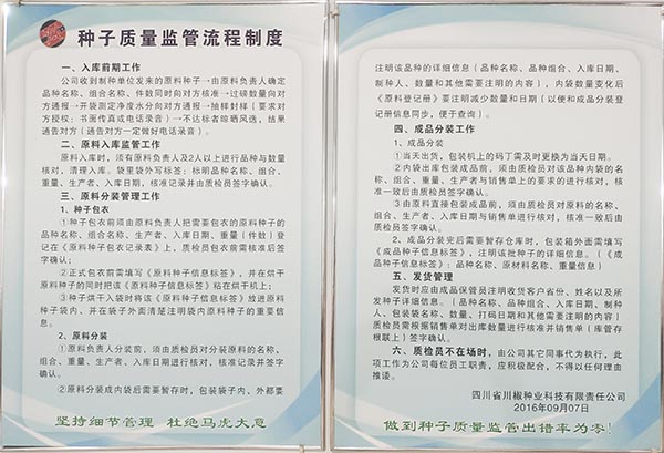 川椒种业辣椒种子质量监管流程制度表